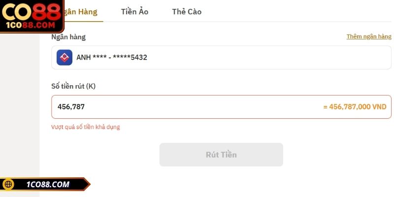 Tuân thủ giới hạn rút tiền CO88